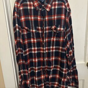George Men's Casual Red and Black Plaid Shirt